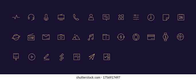A set of icons representing the golden. It consists of a line type you can feel clean and modernity.