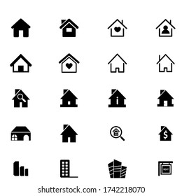 Set icons representing house Vector Illustration. House and home simple symbols. Houses icons set. Real estate.