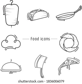 set of icons for restaurant