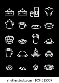 
Set of icons for restaurants, cafes. Food, menu, meals, drinks.