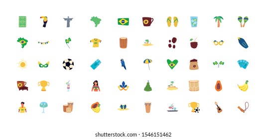 set of icons of rio de janeiro carnival on white background vector illustration design