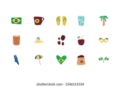 set of icons of rio de janeiro carnival on white background vector illustration design