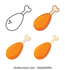 Set of icons of roasted chicken. Vector illustration for design and web.