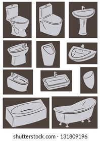 Set of icons of  sanitary engineering, silhouettes