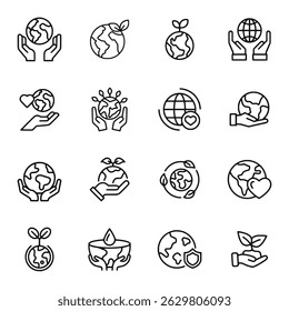 set of icons save the world