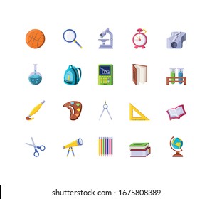 set of icons school on white background vector illustration design