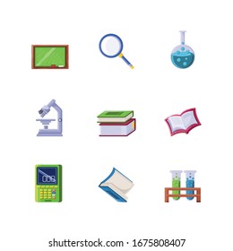 set of icons school on white background vector illustration design