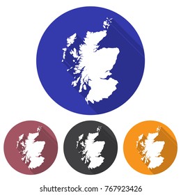 Set of icons Scotland map in a flat design