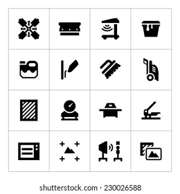 Set Icons Of Screen Printing Isolated On White. Vector Illustration