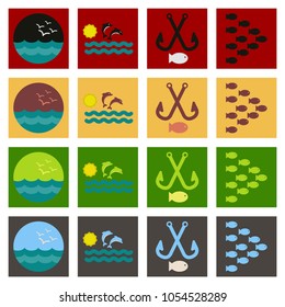 set of icons sea