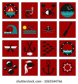 set of icons sea