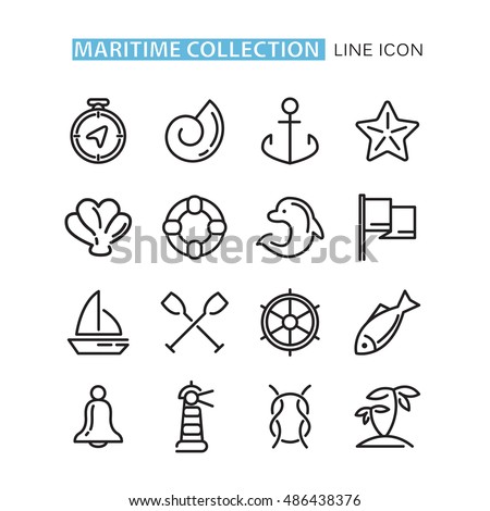 set of icons sea.
