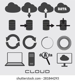set of icons for search and storage of information