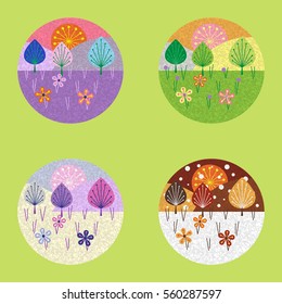set of icons with the seasons: spring, summer, autumn, winter