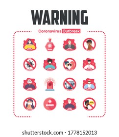 set of icons security measures and precautions, warning signs vector illustration design