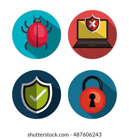 set icons security system technology design