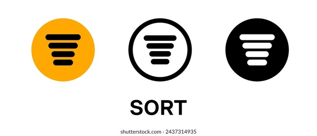 Set of icons from seiri or sort in English, with 3 types of icon colors, yellow, white and black. This icon is suitable for presenting the 5s system