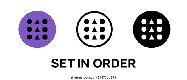 Set of icons from seiton or set in order, with 3 types of icon colors, there are purple, white and black. This icon is suitable for presenting the 5s system