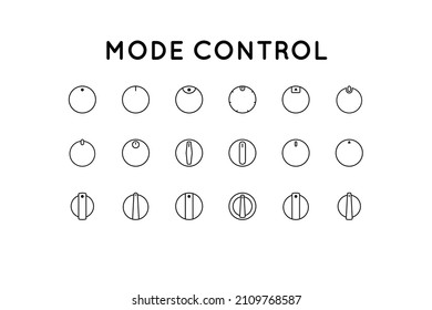 Set of icons selector, control panel controller. Vector icon for displaying volume, balance, power, mode, heat, cold. Vector sign in simple style, isolated on white background. Original size is 64x64