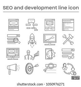 Set of icons, SEO, development.