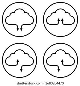 Set icons service cloud data storage, vector simple icons download and upload data
