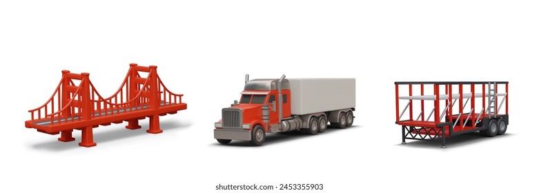 Set of icons for service of international transportation. Delivery of goods from USA
