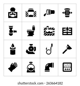 Set icons of sewerage isolated on white. Vector illustration