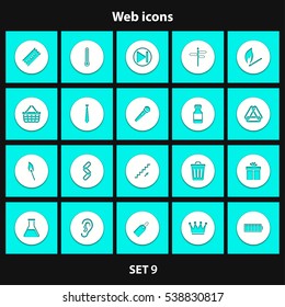 Set of icons with shadow for web sites and mobile applications. Vector illustration.