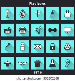 Set of icons with shadow for web sites and mobile applications. Vector illustration.