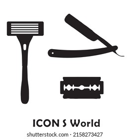 Set of icons of shavers and shaving razors.