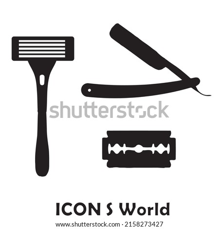 Set of icons of shavers and shaving razors.