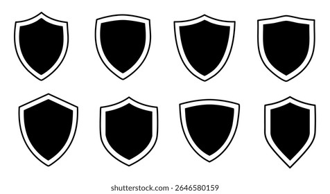 conjunto de ícones escudos de diferentes formas