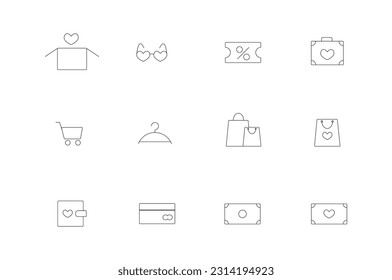 Set of icons for shopping, shopping, accessories 