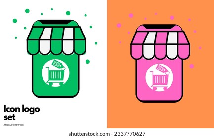 Set icons of shopping baskets and carts Collection of icons for the store such as carts and shopping baskets mobile and online store. 