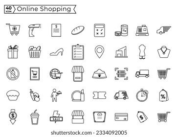 Set of Icons for shopping, e-commerce, m-commerce, delivery, for websites and mobile websites and apps.Trendy flat icon pack for designers and developers.