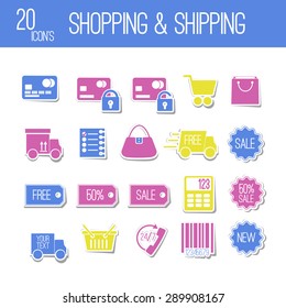 Set icons. Shopping & Shipping