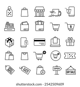 Conjunto de iconos de compras para el Web 