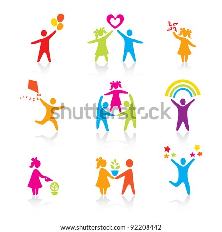 Set of Icons – Silhouette family. woman, man, kid, child, boy, girl, father, mother, parents symbol. People vector.