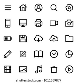 Set of icons for simple flat style ui design.