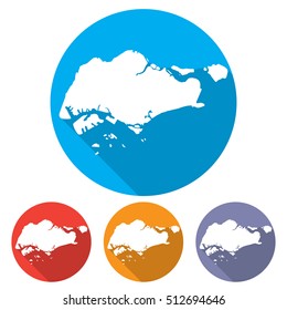 Set of icons Singapore map in a flat style