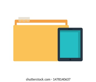 set of icons with smartphone in white background