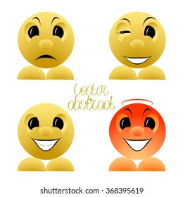 Set of Icons. Set of Smiles. Isolated Vector Illustration