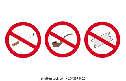 SET OF ICONS SMOKING CESSATION, ICON SIGN SMOKING CIGARETTES, PIPE AND SNUS IS PROHIBITED