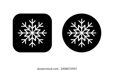 Conjunto de iconos con nieve. icono del copo de nieve vectorial en cuadrado negro y círculo