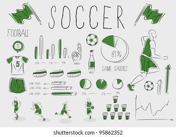 Set of icons for soccer (football) inforgraphic