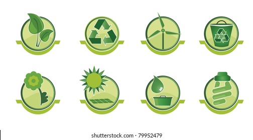 Set icons with social issues such as recycling and sustainable world.