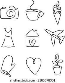 set of icons for social media. Oneline art. Icons hobbies