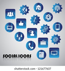 Set of Icons of social network isolated on gray background - Vector illustration