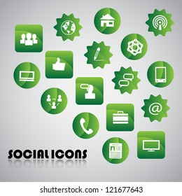 Set of Icons of social network isolated on gray background - Vector illustration