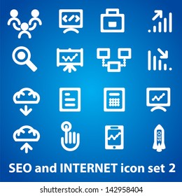Set of icons for social networking and the Internet, as well as SEO
